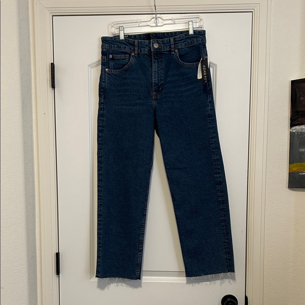 NWT High Waist Straight Leg Raw Hem Jeans H&M